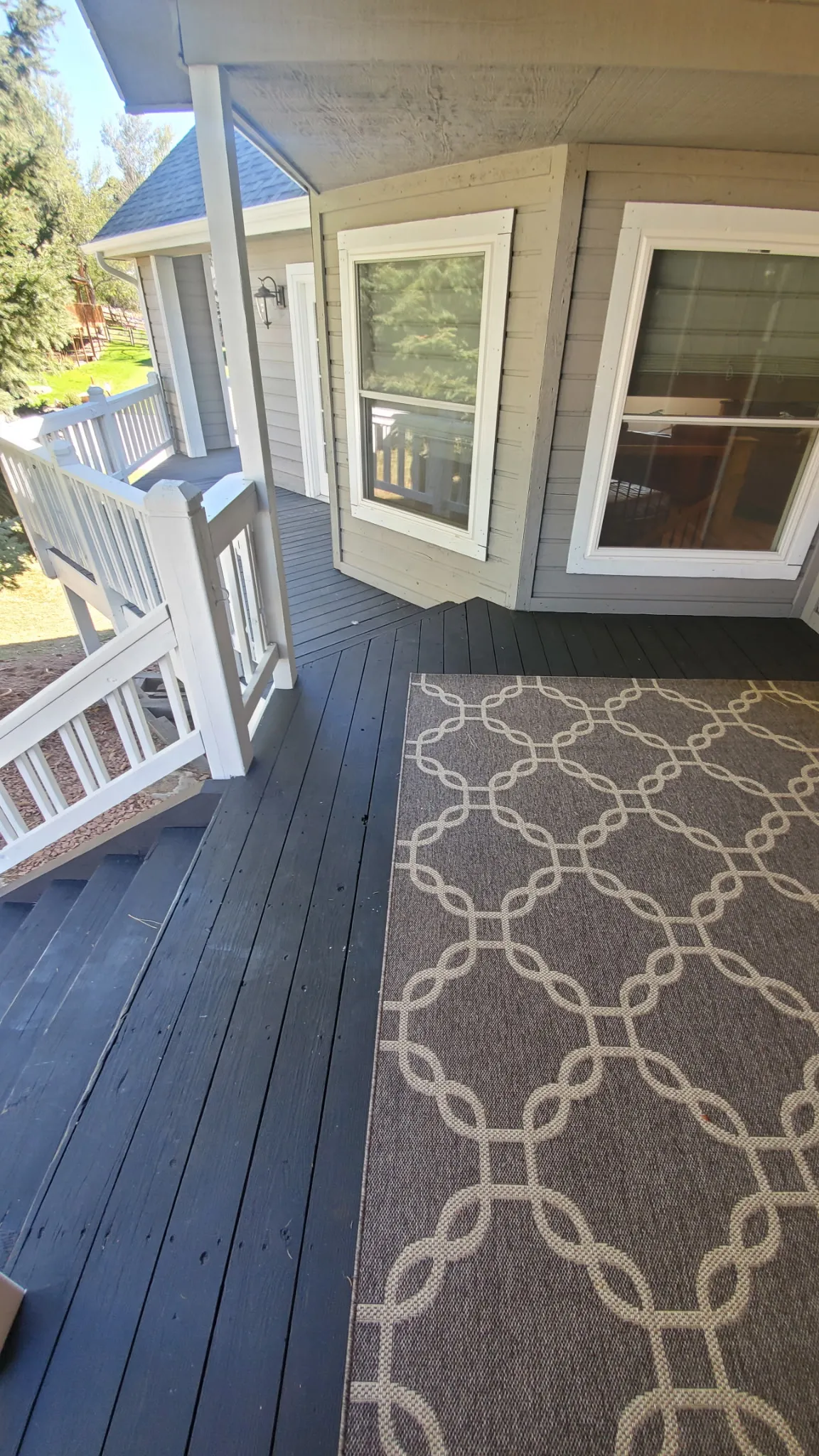 Deck after stripping and fresh stain