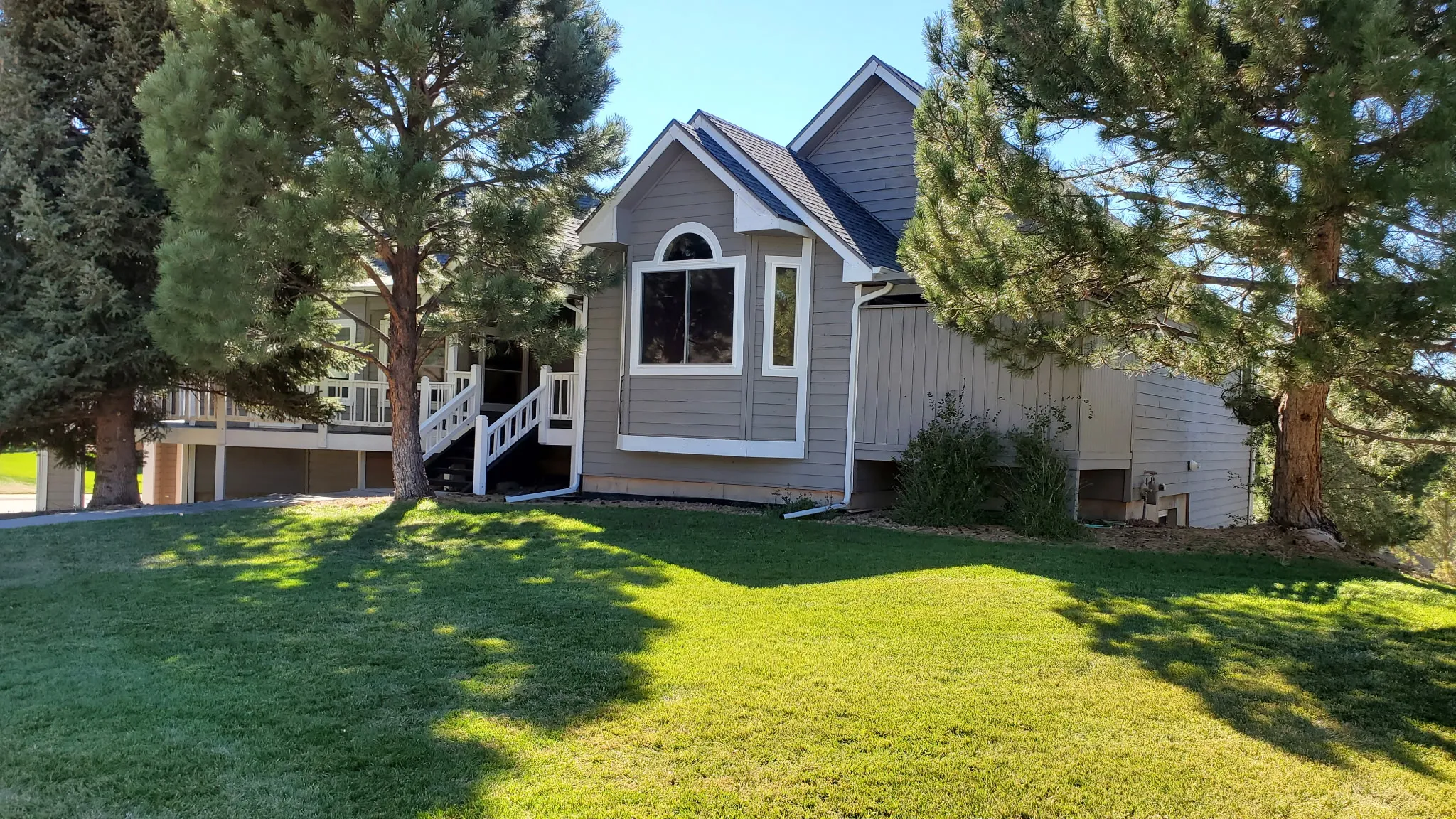 Freshly repainted cabin exterior with a clean, even finish