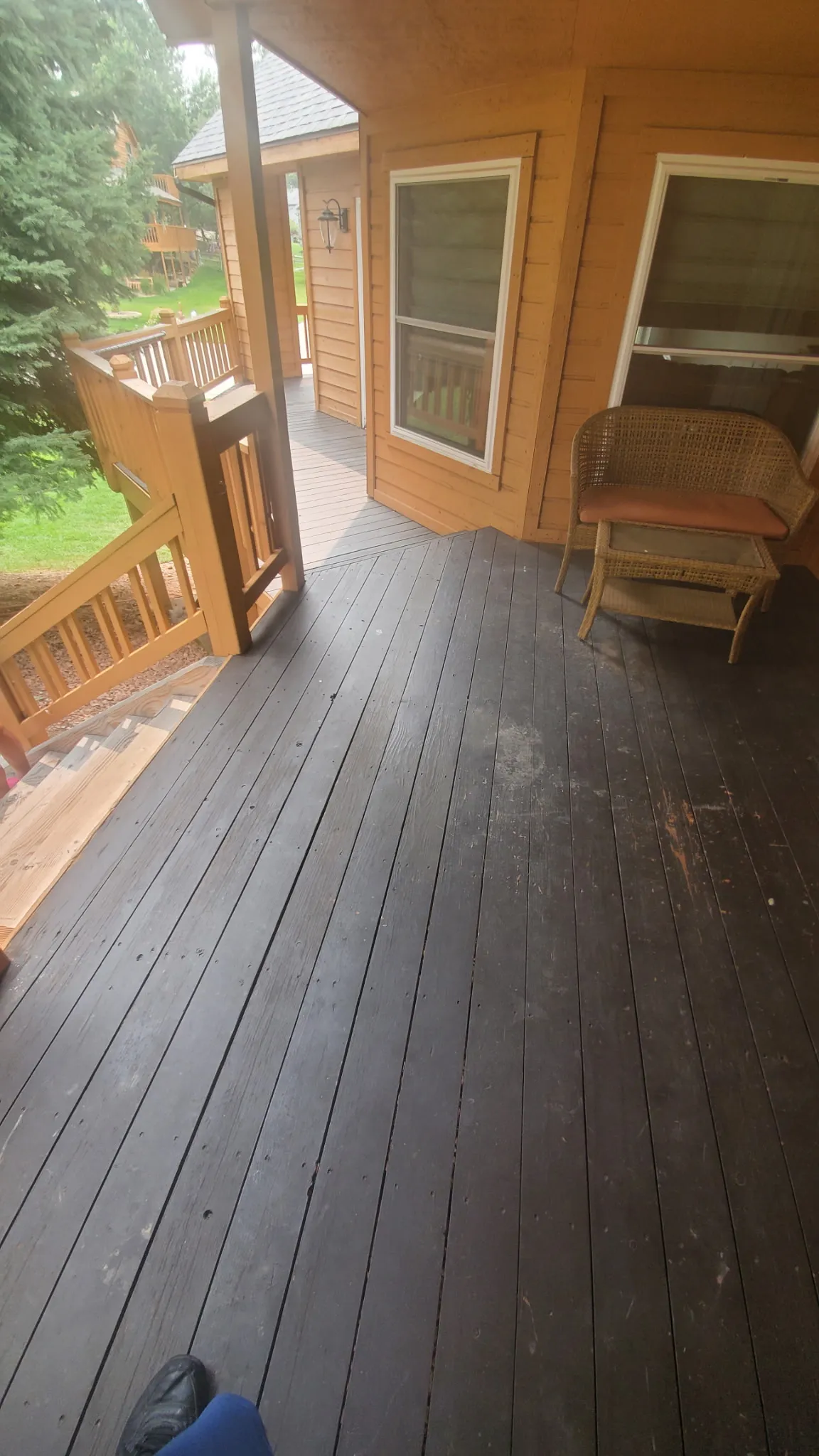 Weathered deck before restoration